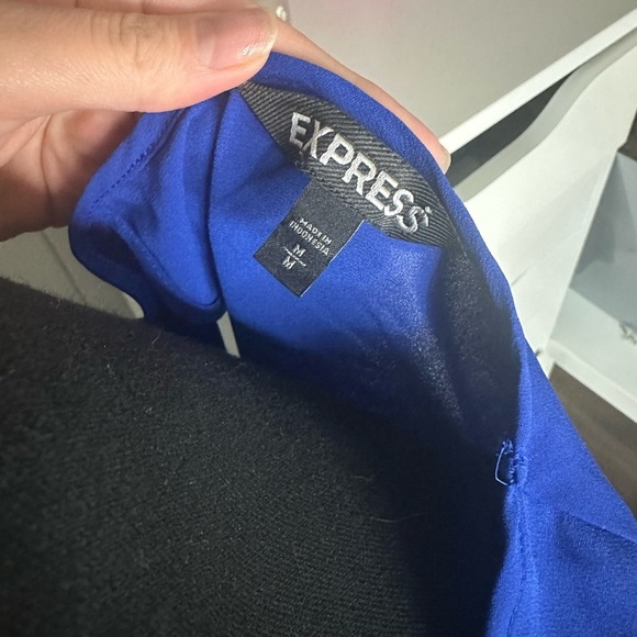 Express Royal Blue Chiffon Open Back Blouse Size Medium - Picture 4 of 5